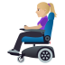 👩🏼‍🦼 woman in motorized wheelchair: medium-light skin tone display on JoyPixels